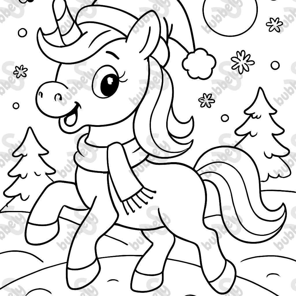 a christmas unicorn wearing a santa hat