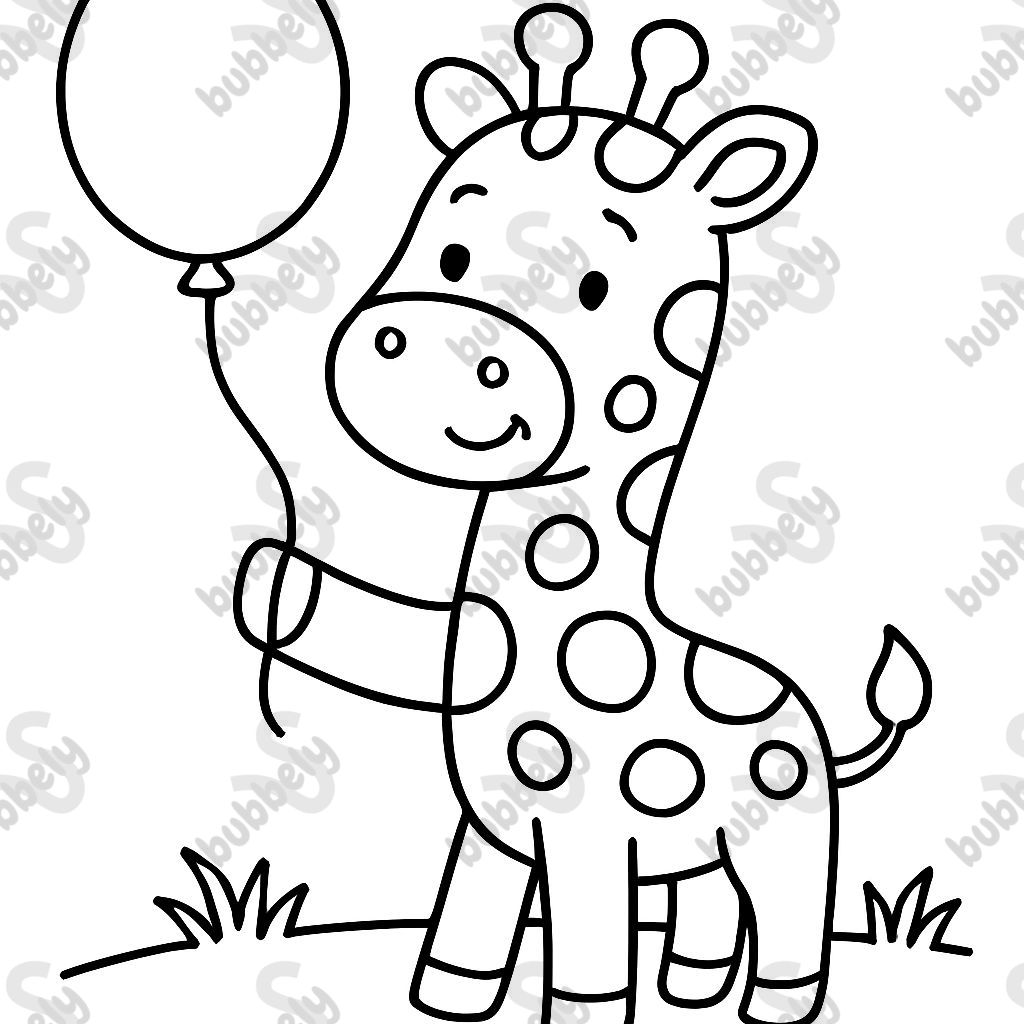 une girafe avec un ballon