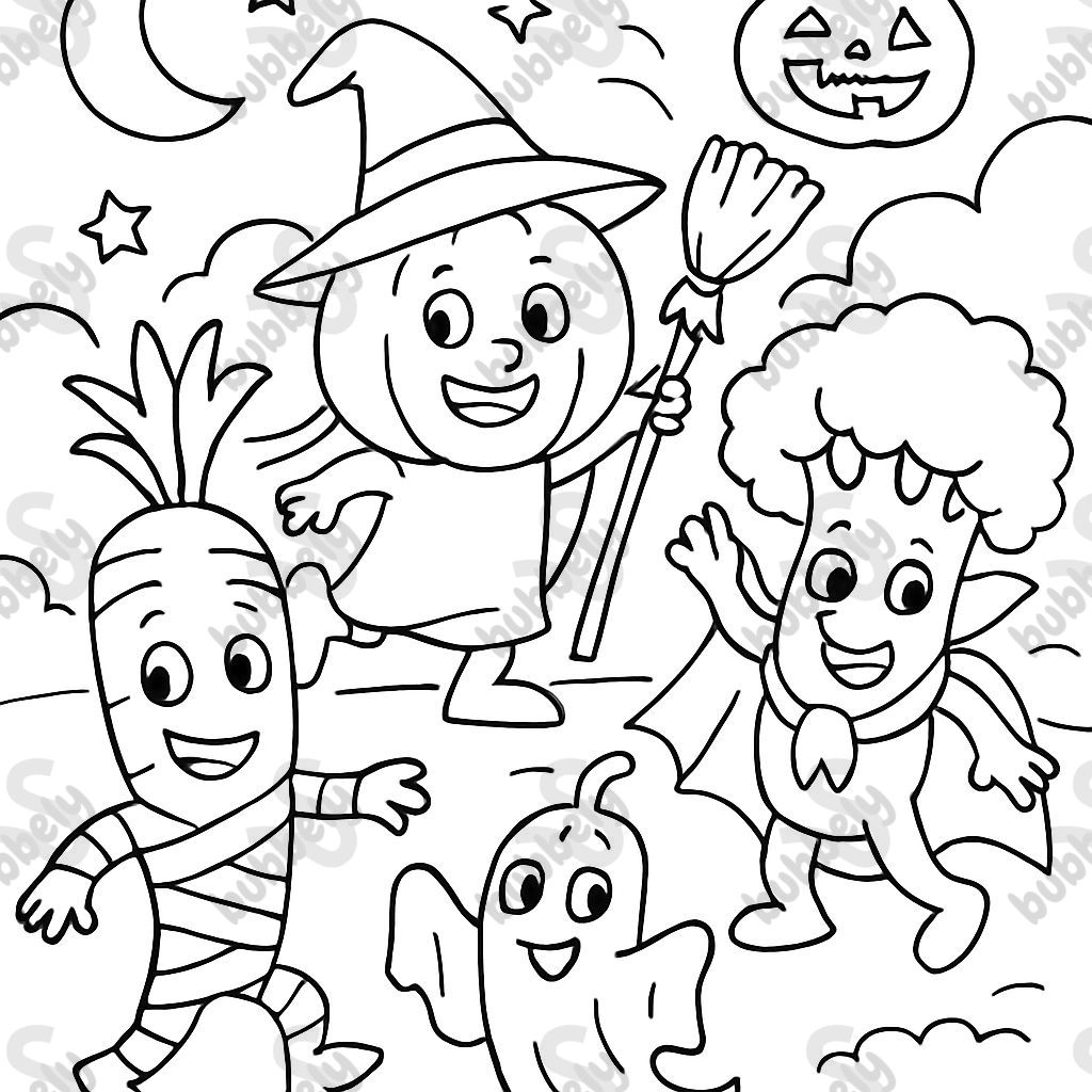 Vegetables dressed up for halloween Vegetables dressed up for halloween