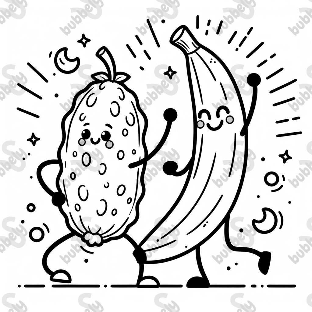 un concombre dansant avec une banane