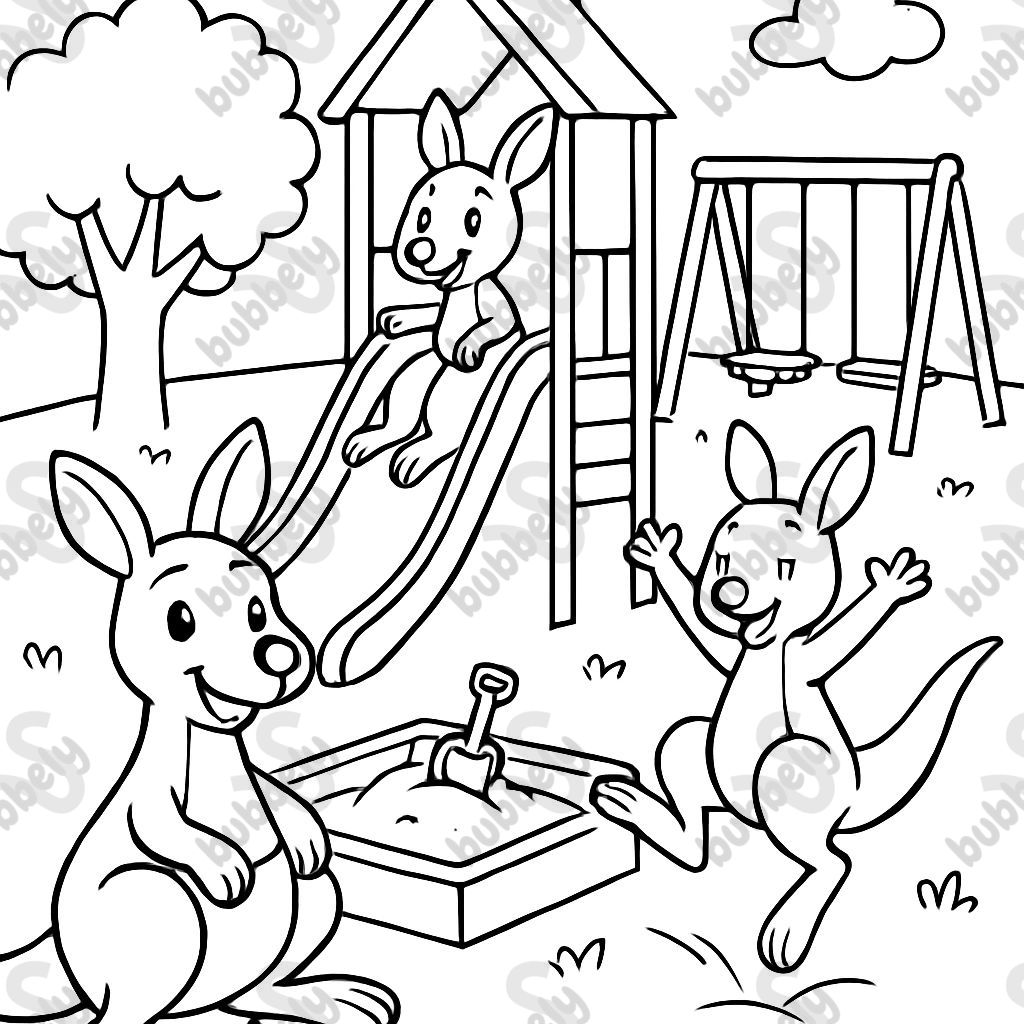 Kangaroos at the playground