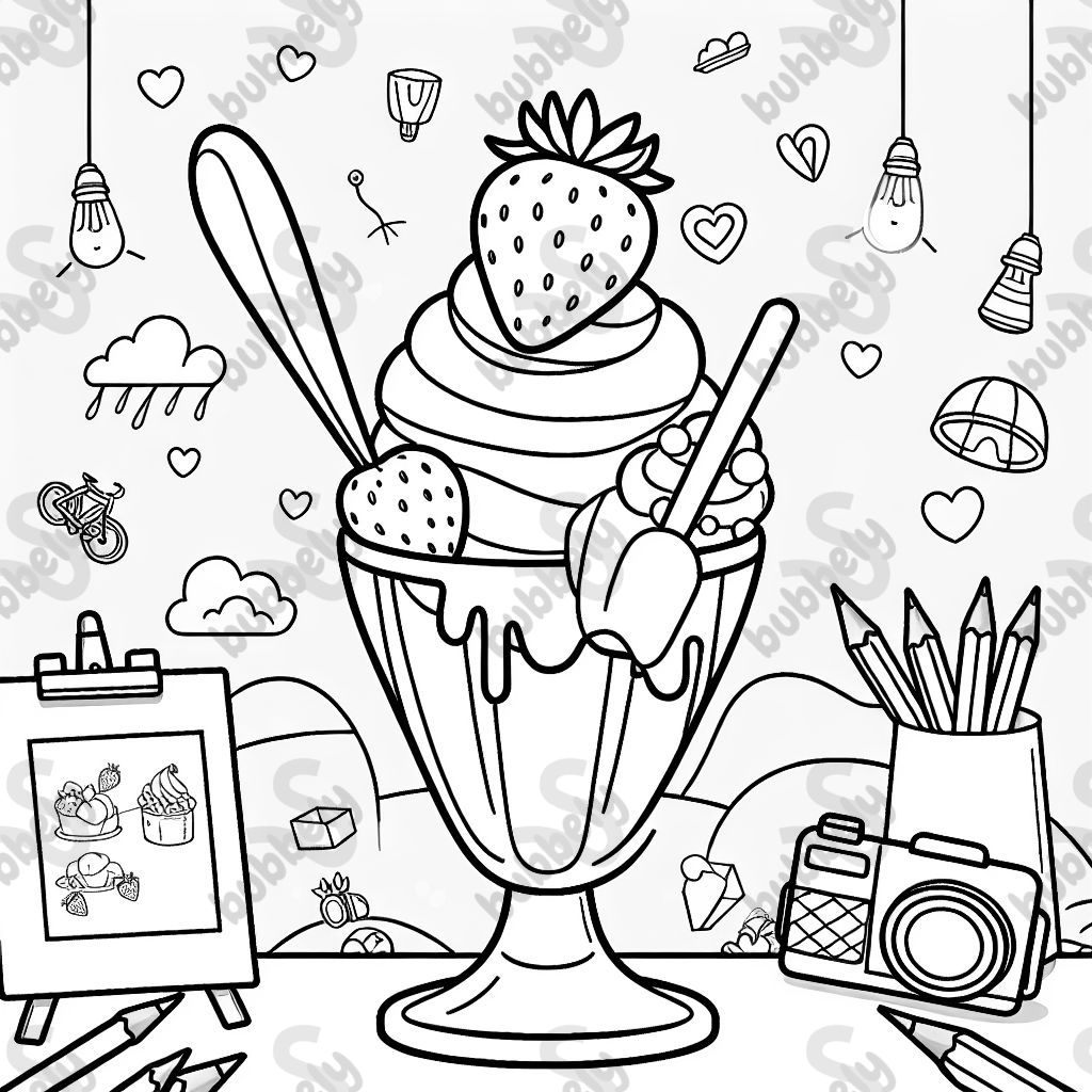 Ice cream sundae with strawberry on top