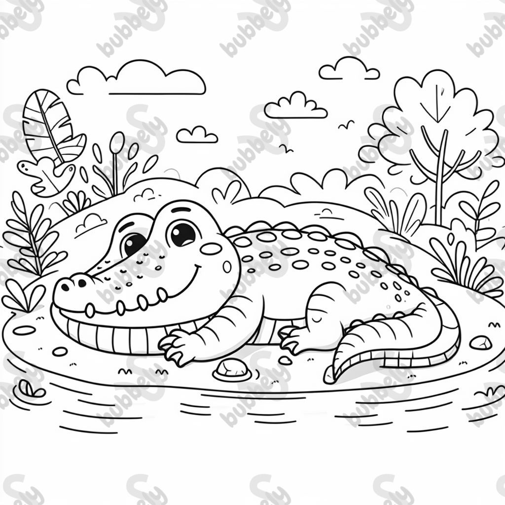 Krokodil liegt auf dem