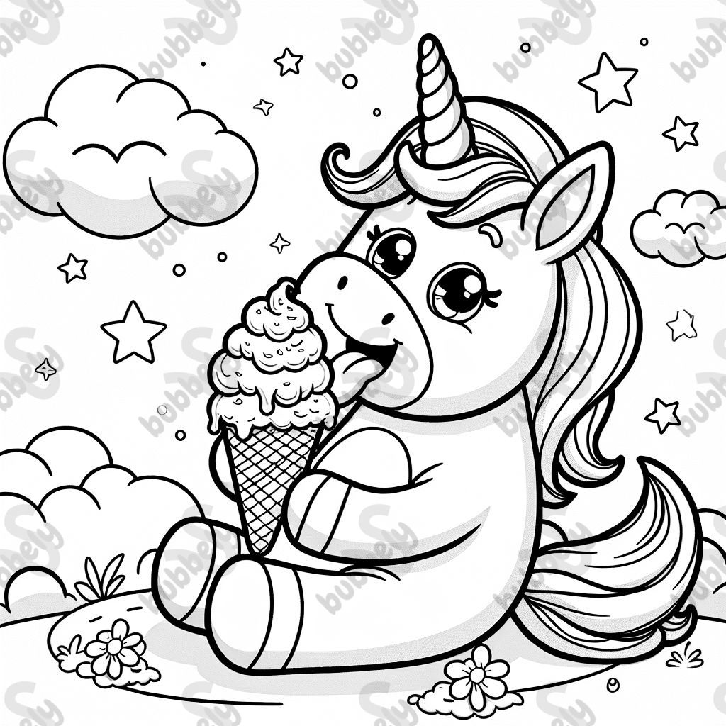 a unicorn eating ice cream
