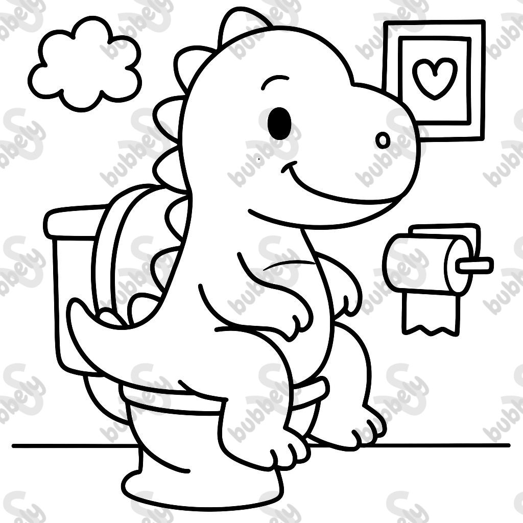 Dinosaur on Toilet