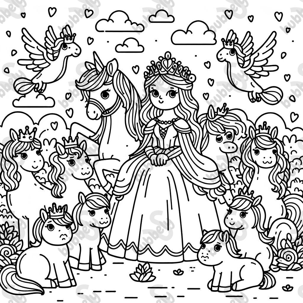 A queen with several horses