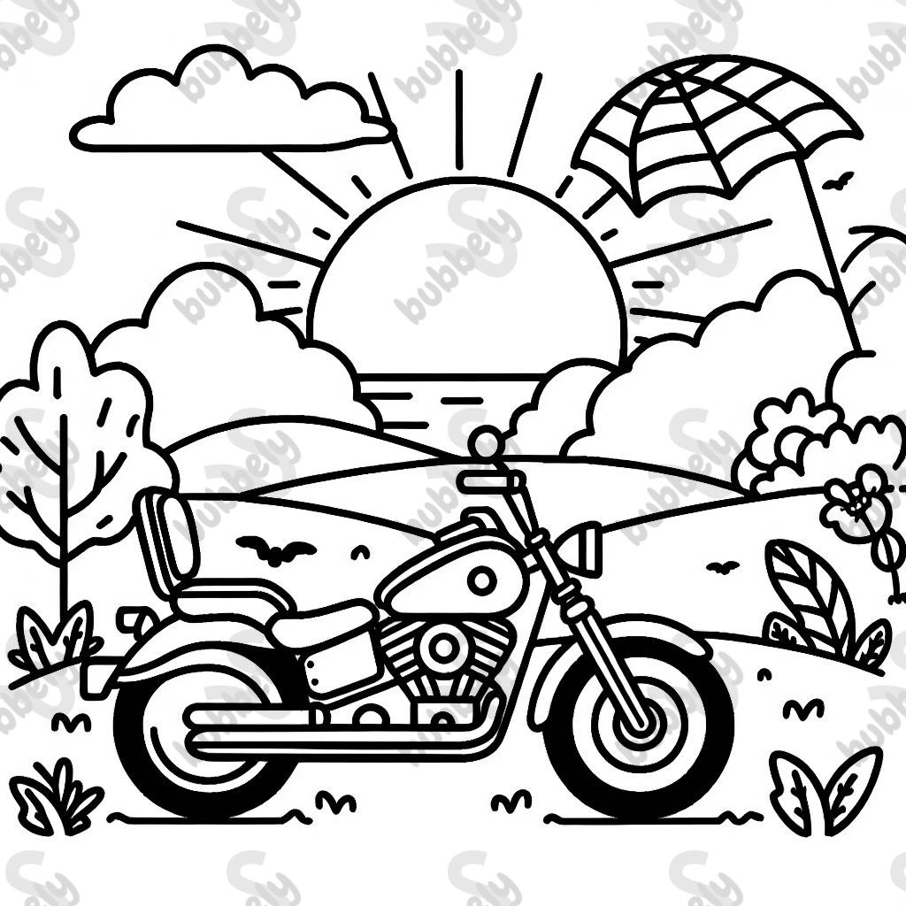 A motorcycle at sunset