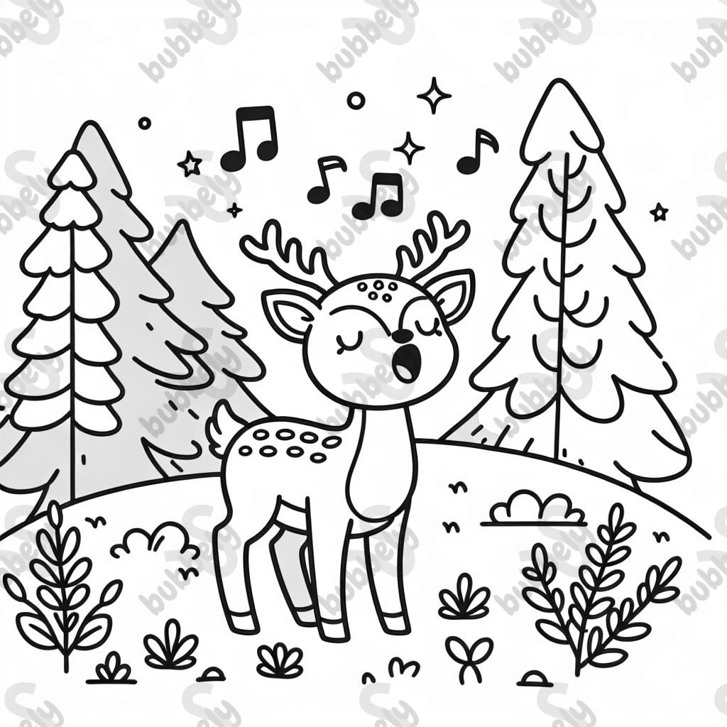 Deer singing in the forest