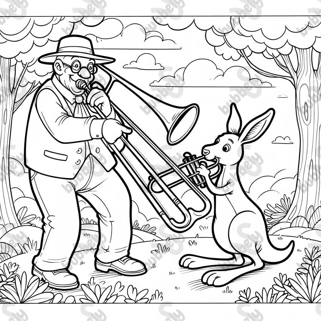 marc-uwe kling und ein känguru spielen posaune