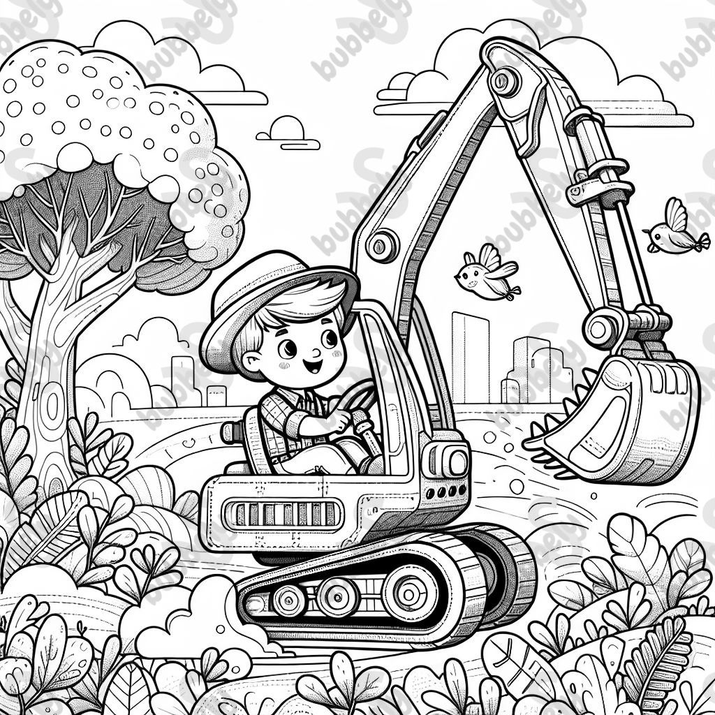 kid driving an excavator