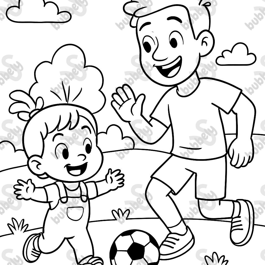 Fille de 2 ans joue au football avec papa