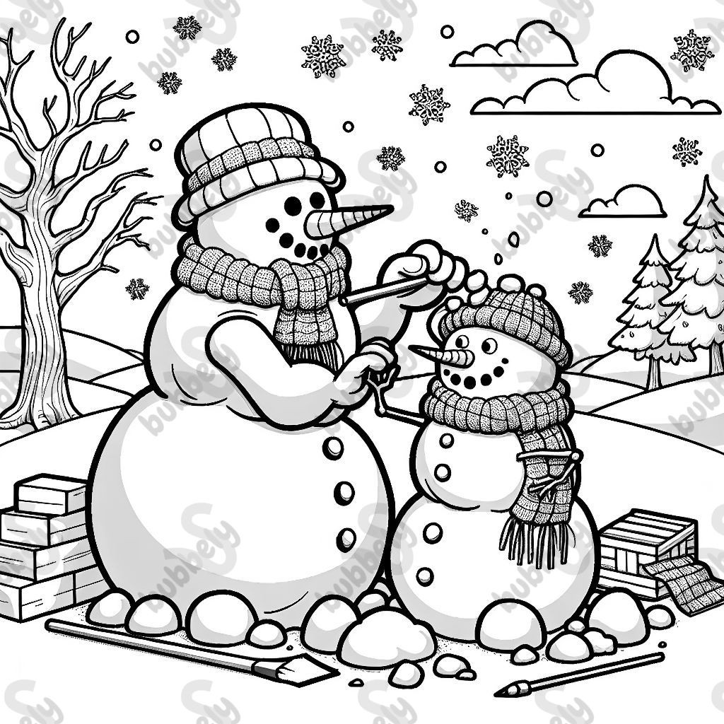 a snowman building another snowman