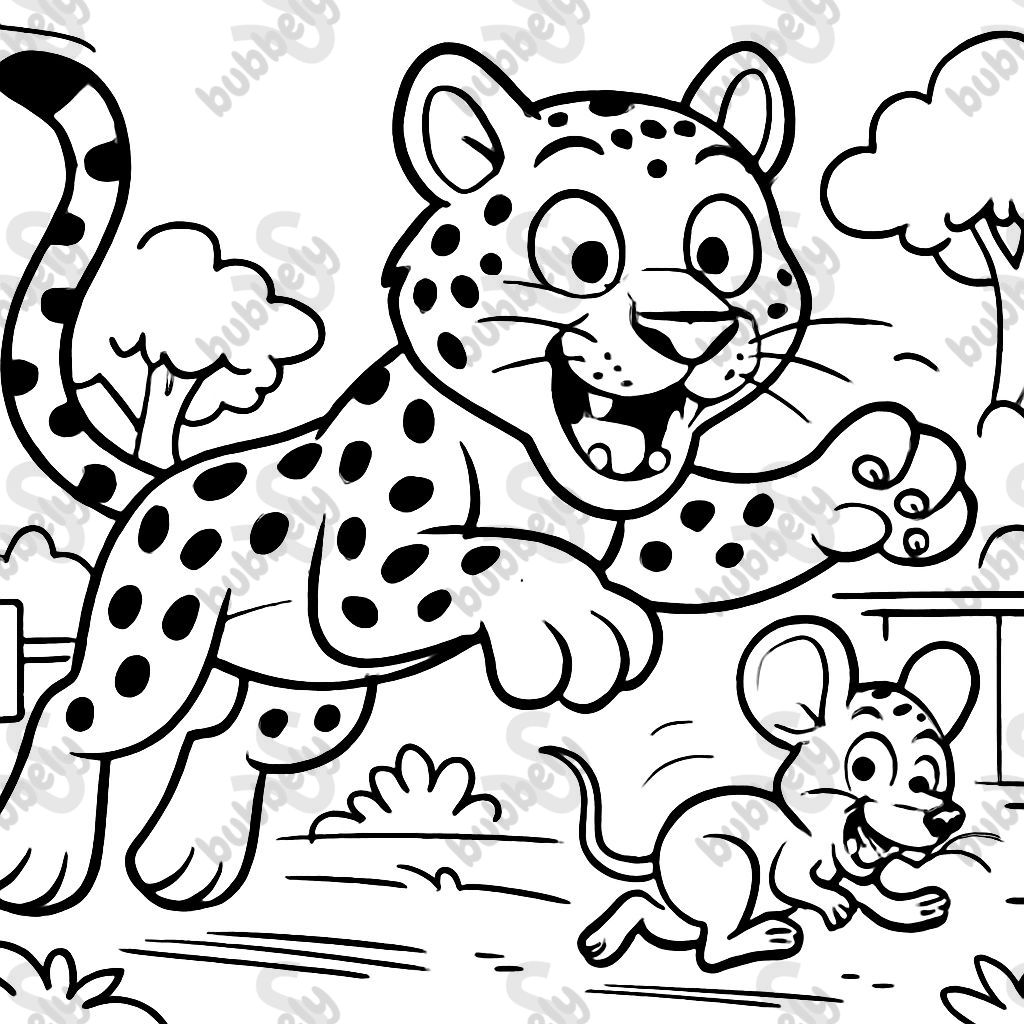 Zoo with leopard and mouse without cage