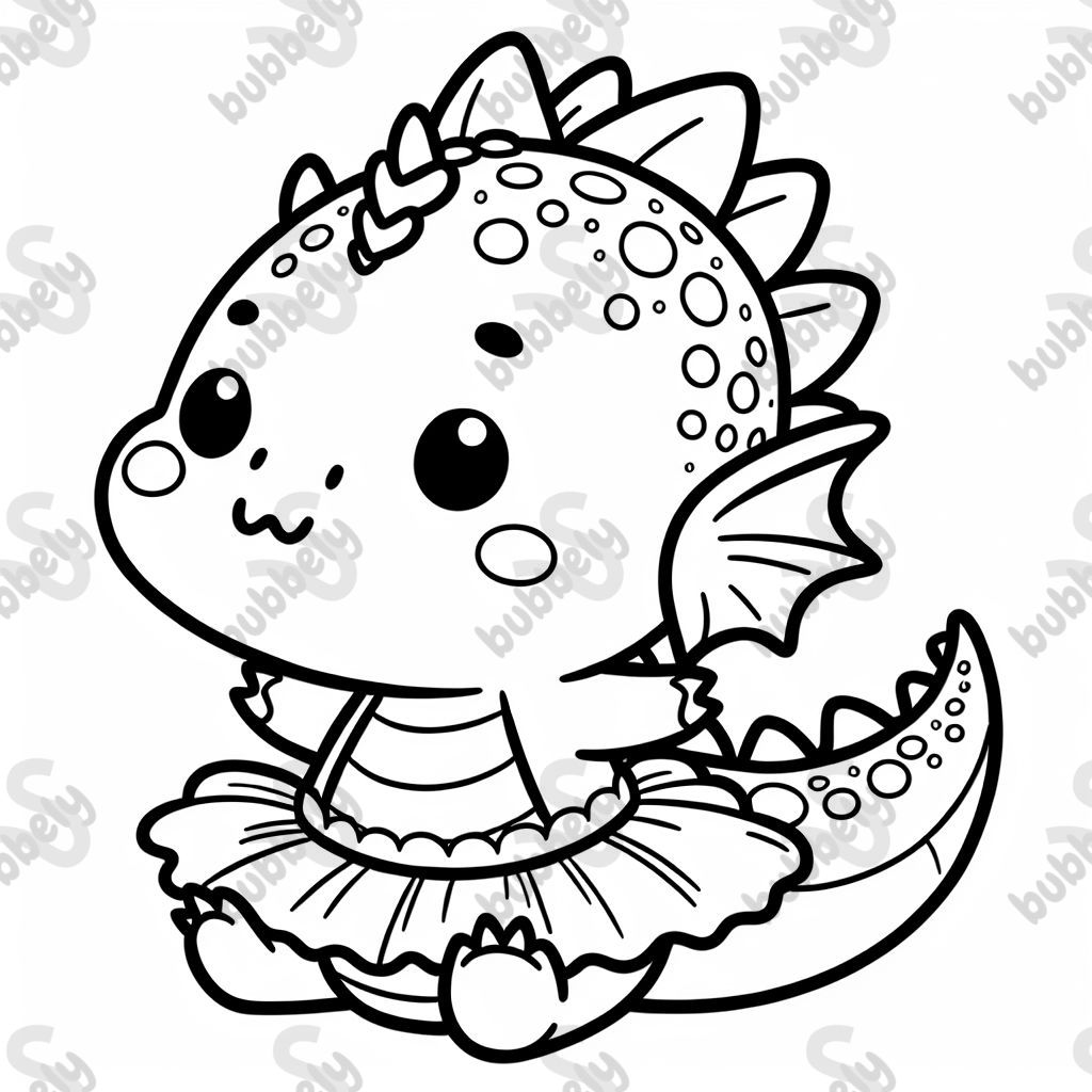 A chibi dragon wearing a tutu