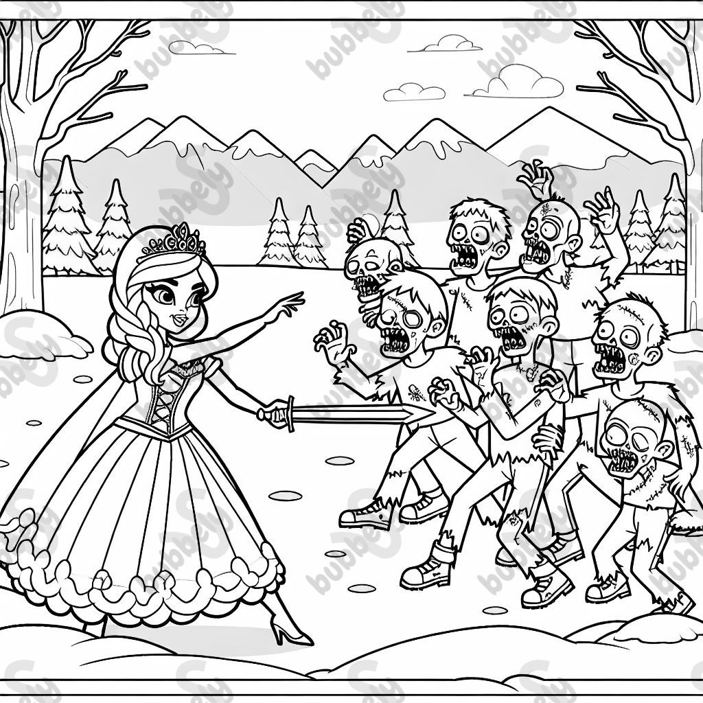 ice princess fighting zombies