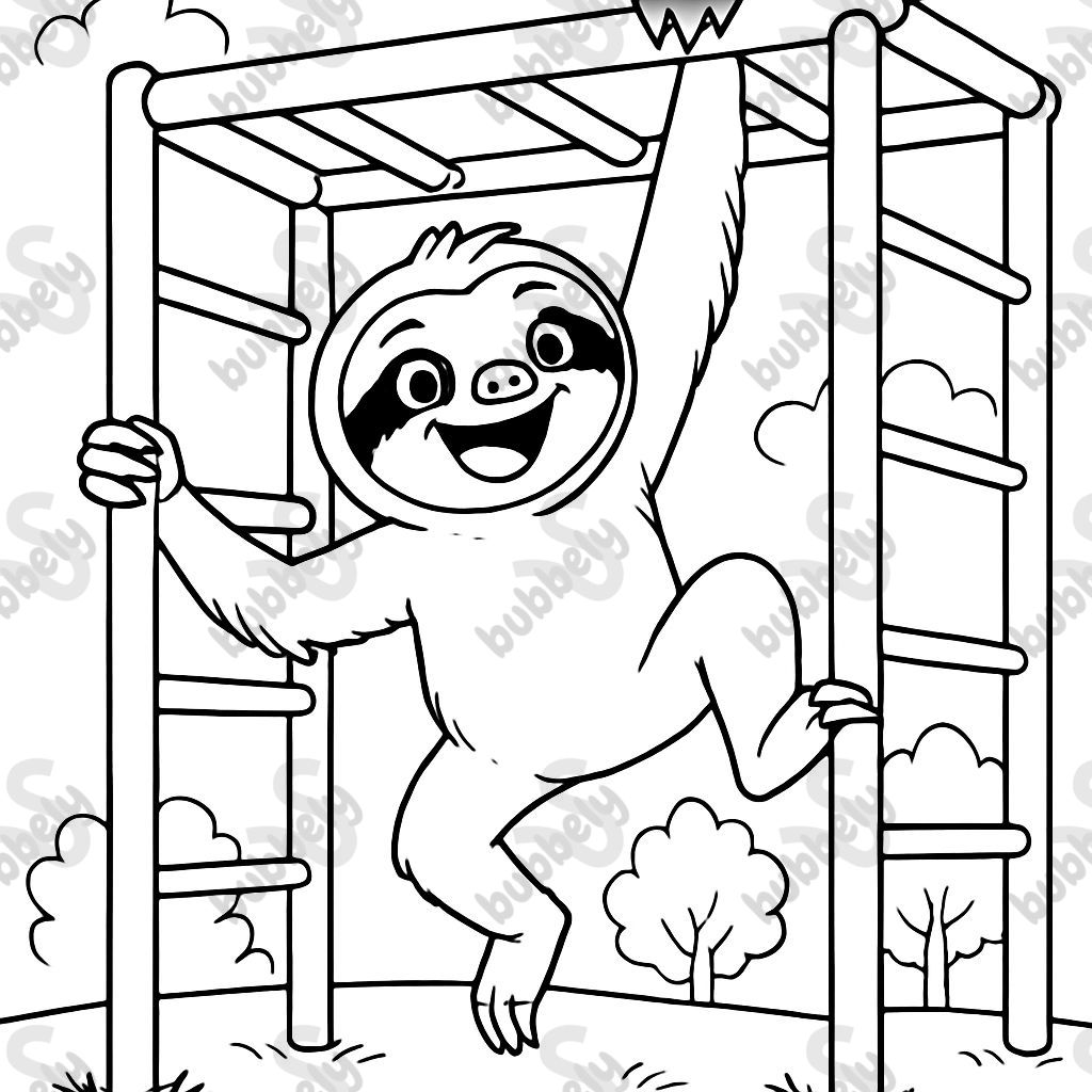 a sloth playing on a jungle gym a sloth playing on a jungle gym