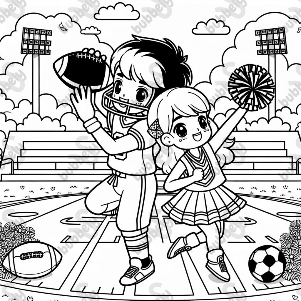 football player and cheerleader