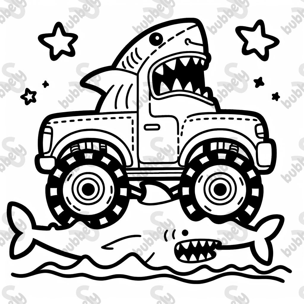 Monstertruck als Hai