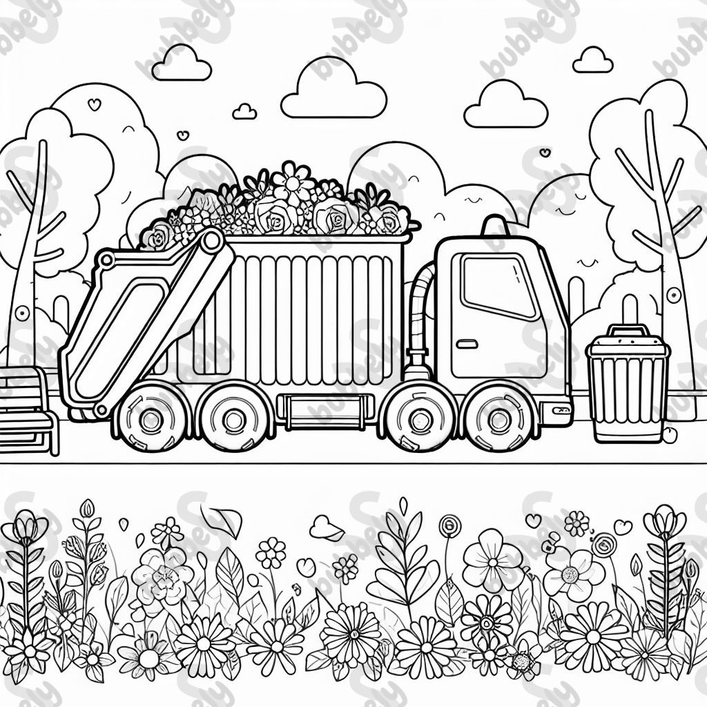 trash truck with flowers 