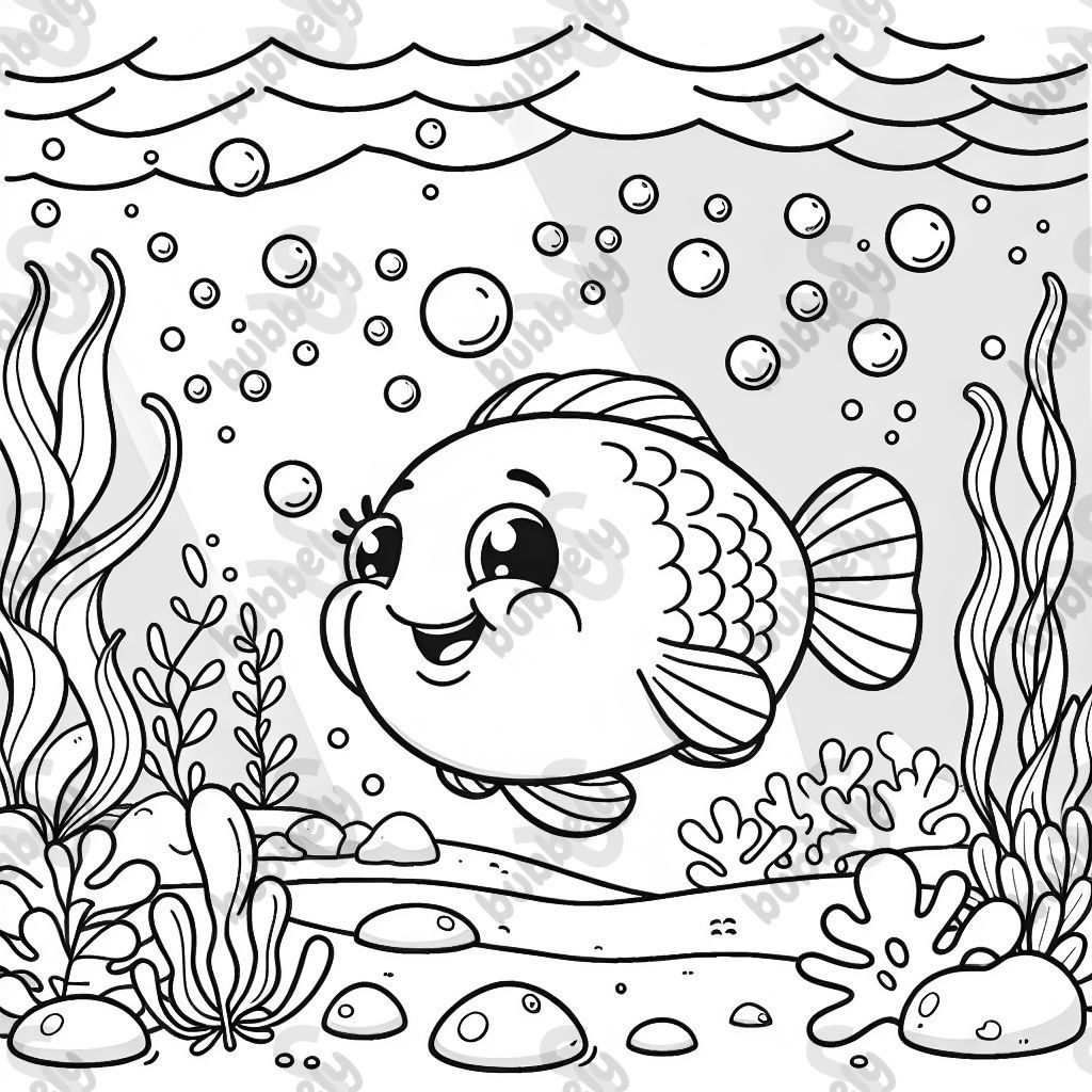 A happy fish swimming in the sea