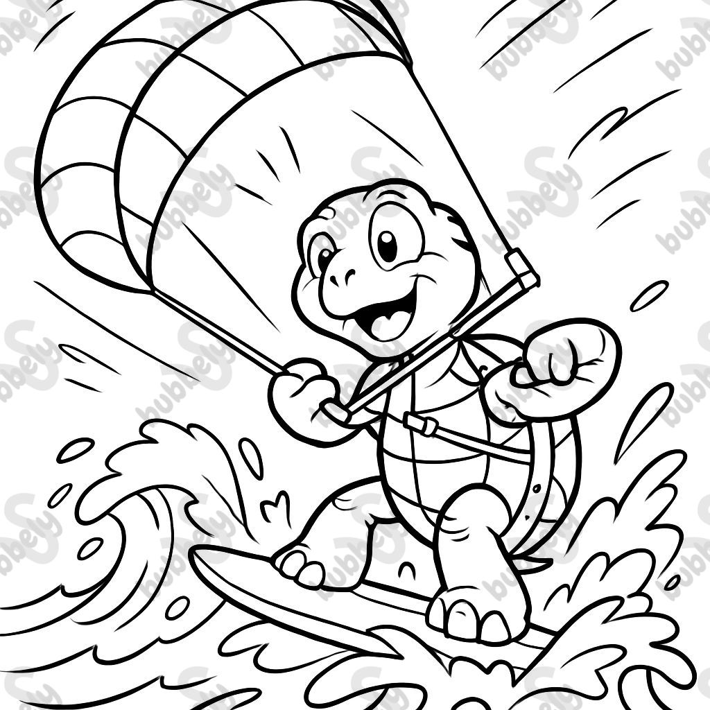 A turtle kitesurfing