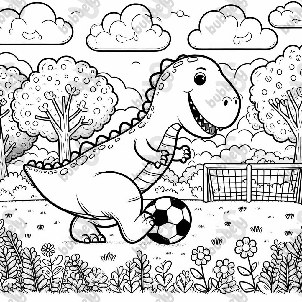 A dinosoaur playing football