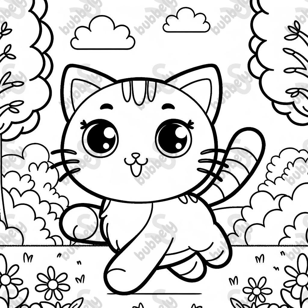 A cute cat for coloring. A cute cat for coloring.