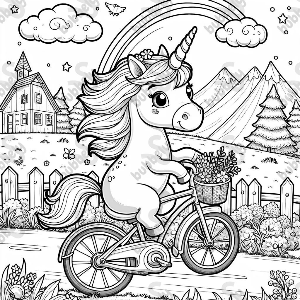 Ein einhorn auf dem fahrrad