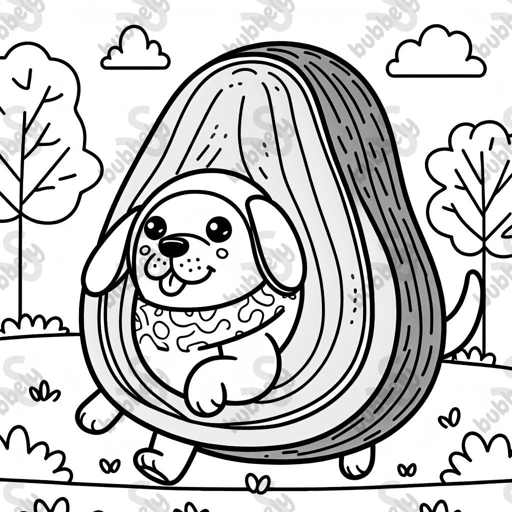 a dog dressed as an avocado