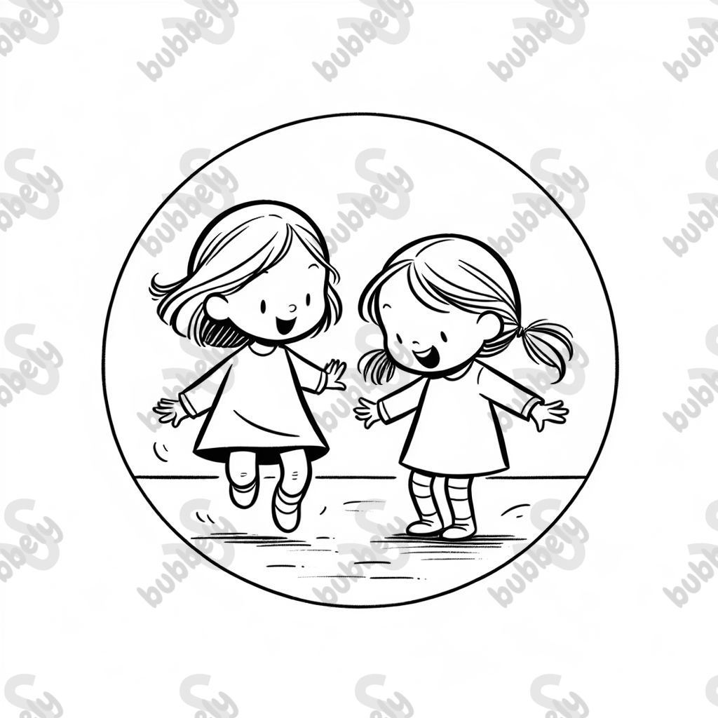 2 girls in a cirkel happy