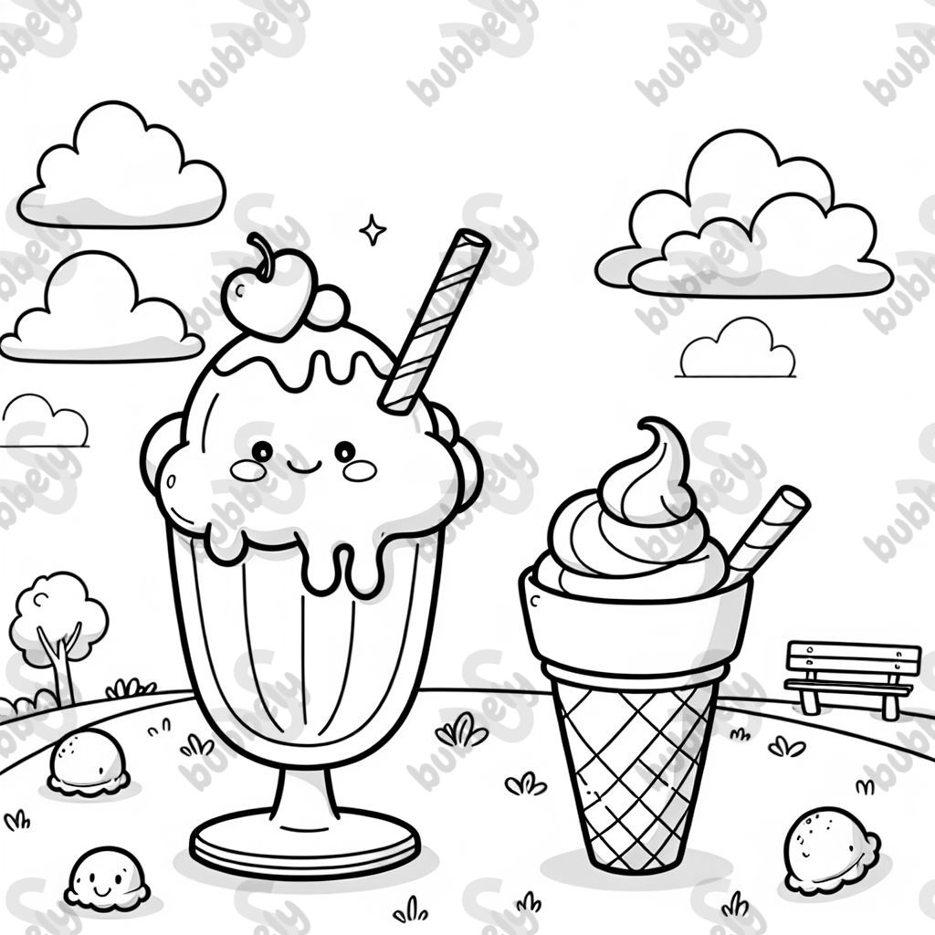 A sundae and a wafer cone