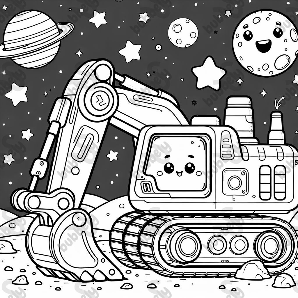 einen Bagger im Weltraum