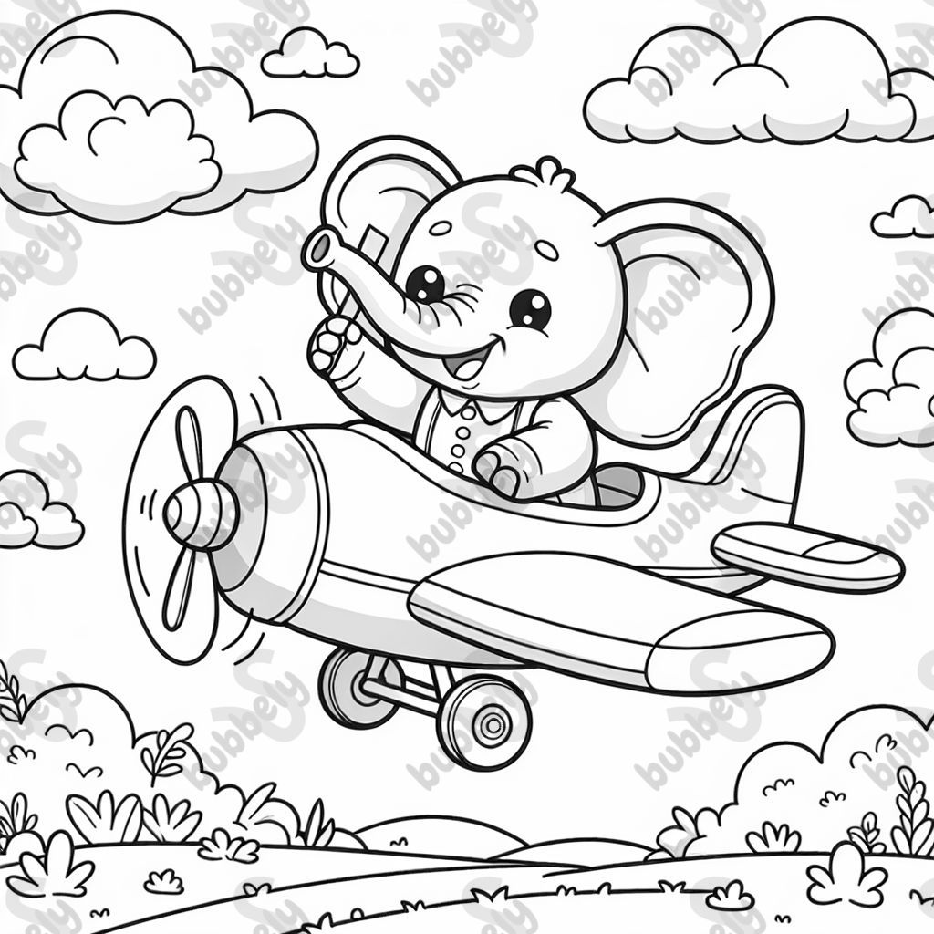 An elephant flying an airplane in the sky.