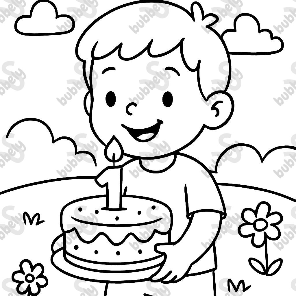 One happy boy holding his 1st birthday cake. One happy boy holding his 1st birthday cake.