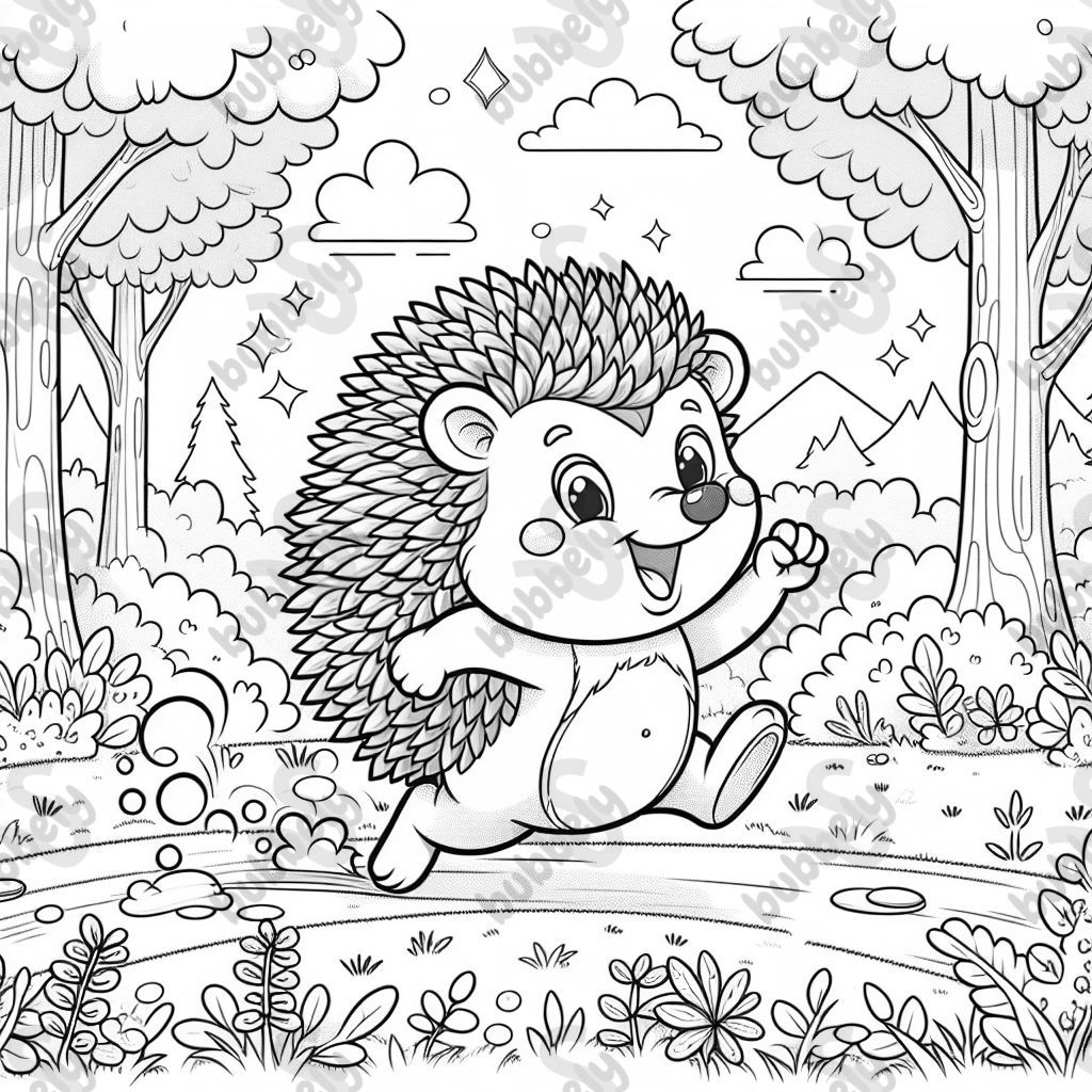 Hedgehog running in forest