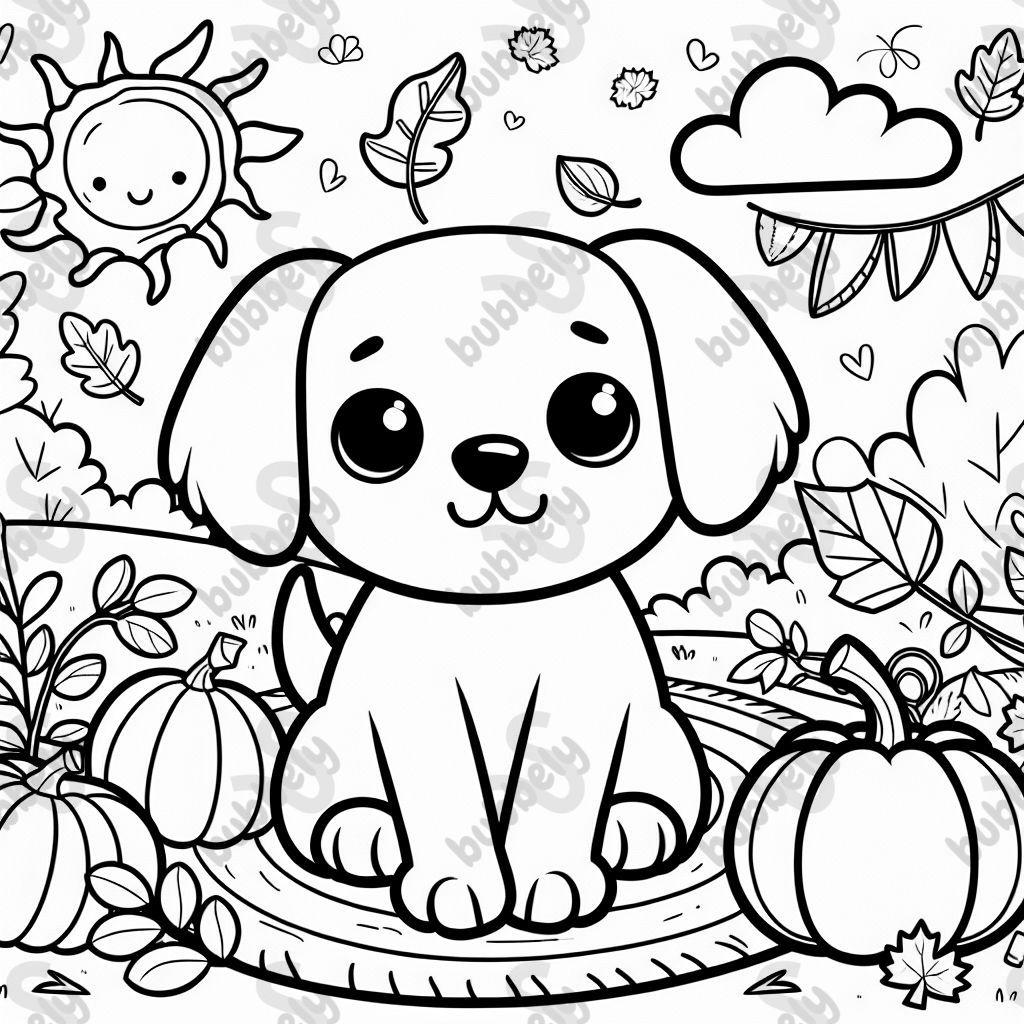 puppy with a fall background simple but cute
