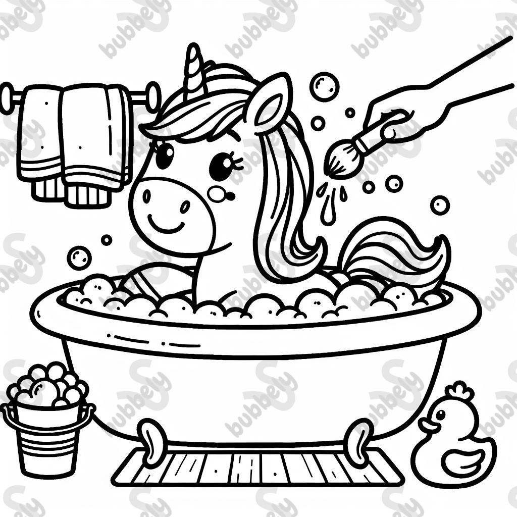 unicorn taking a bath