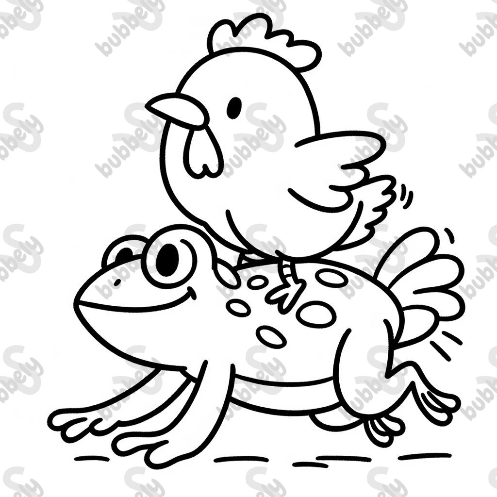 A chicken riding a frog