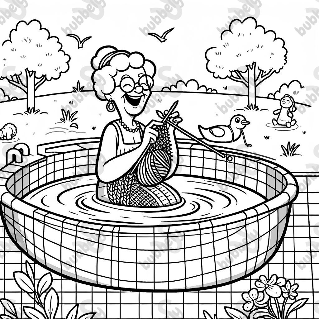 Eine Strickende Oma im Pool