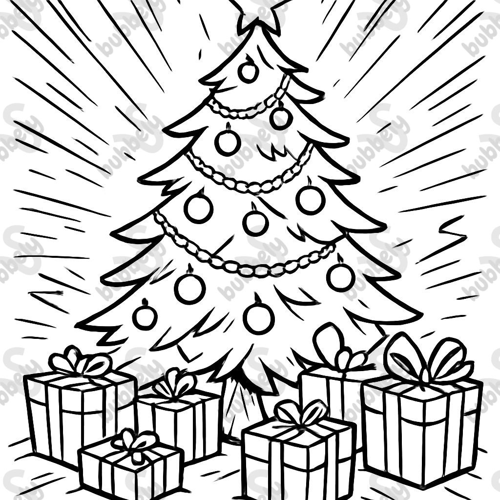 A Christmas tree with presents around it