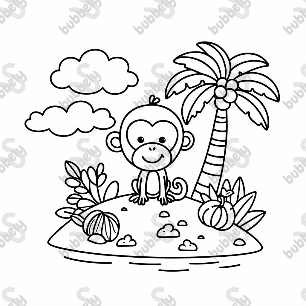 a monkey on a tropical island
