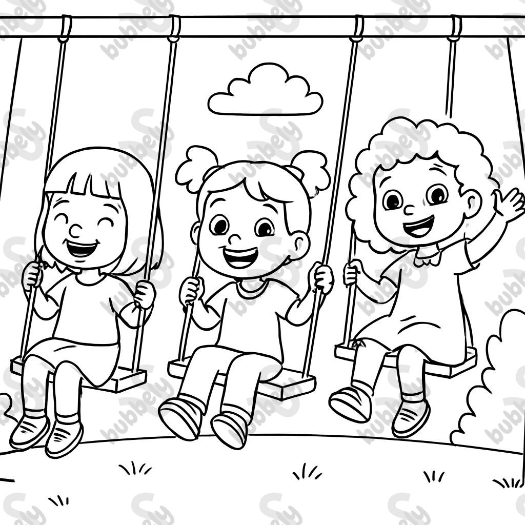 three girls on the swing