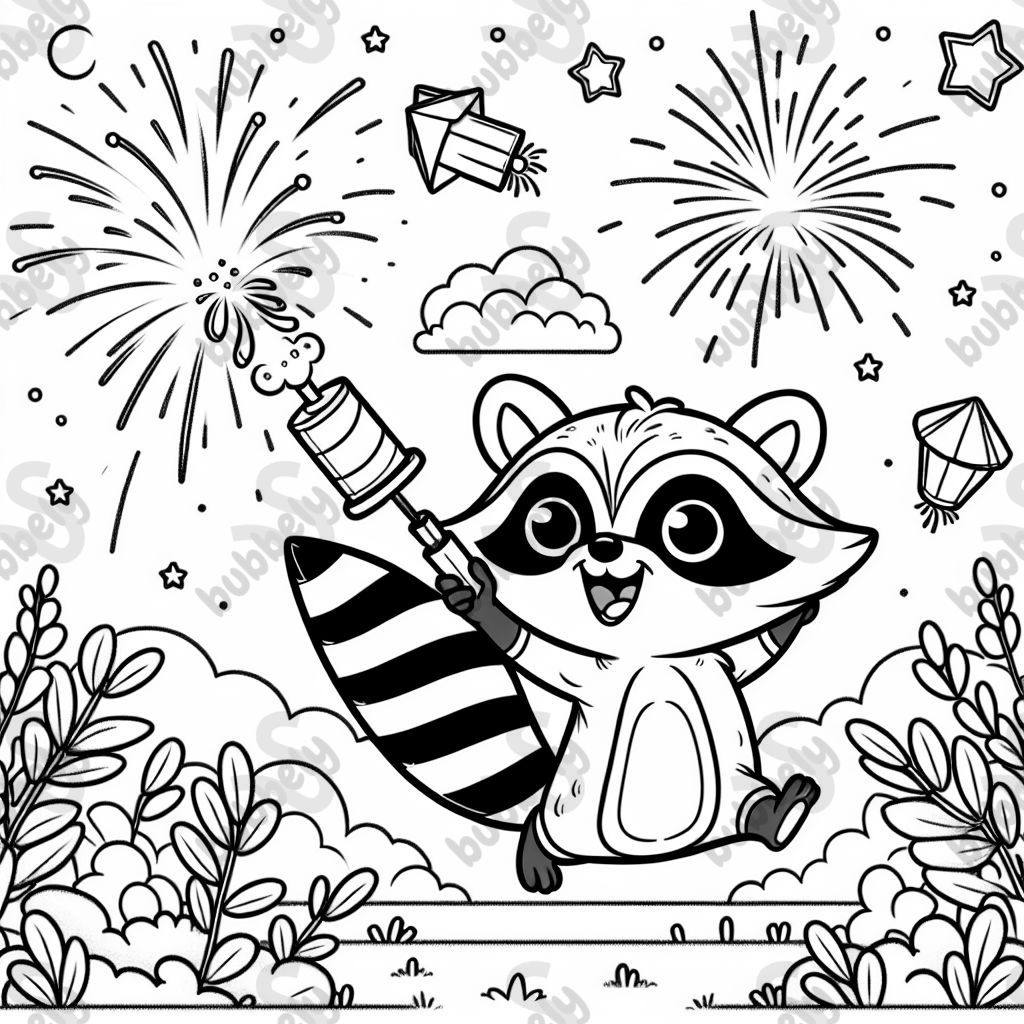 Racoon shooting off fireworks 