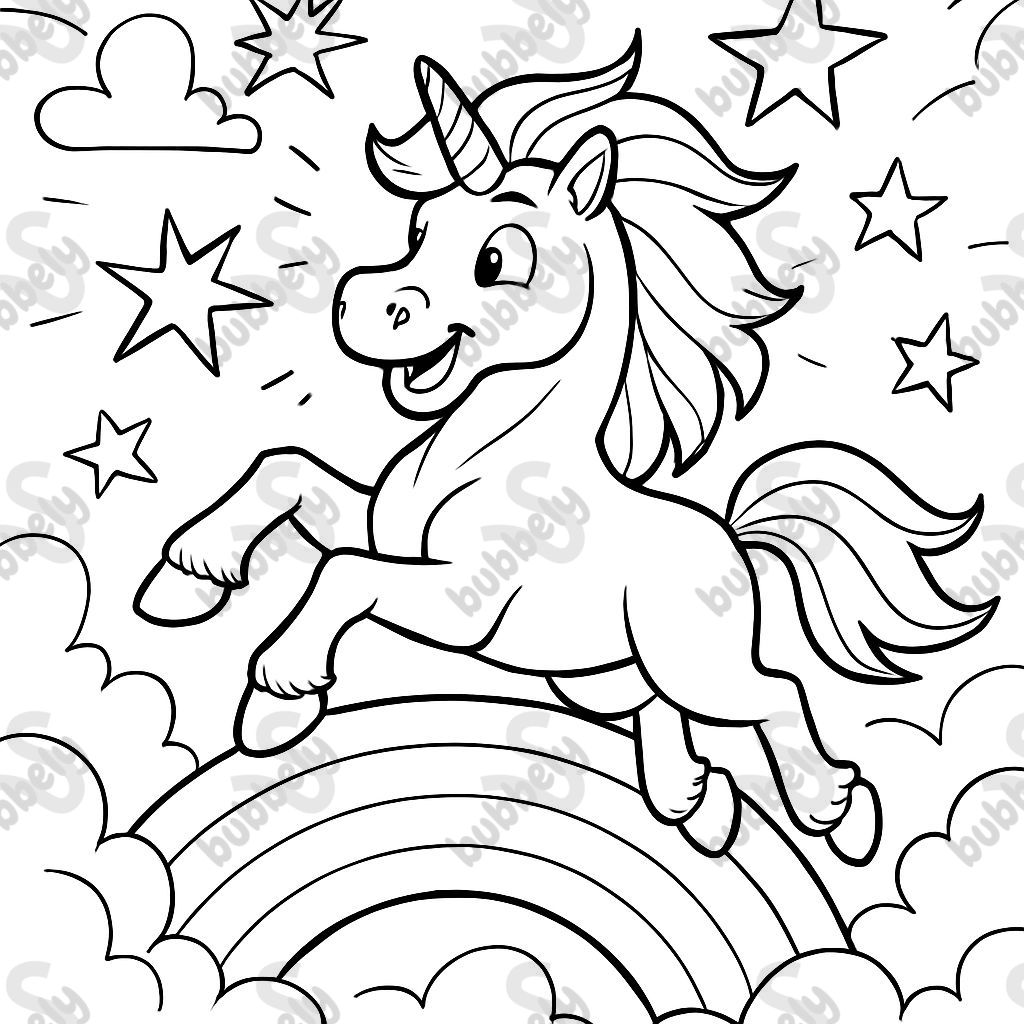a unicorn on a rainbow