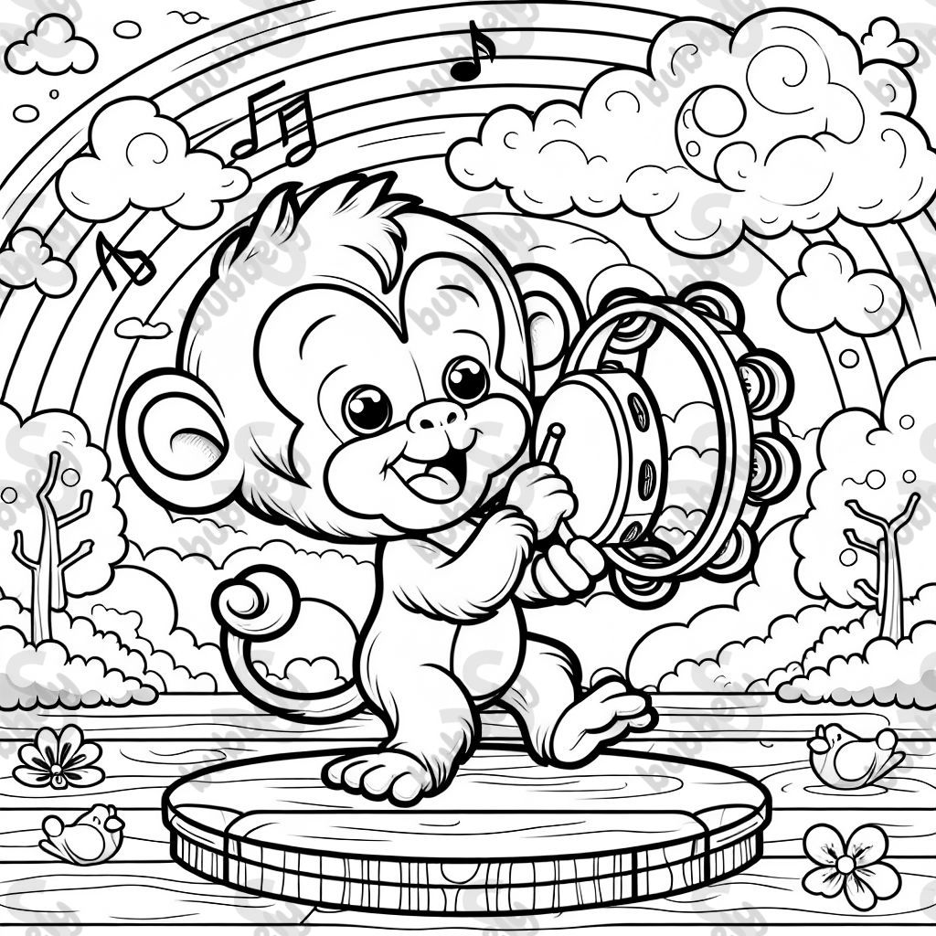 Monkey playing the tamburine