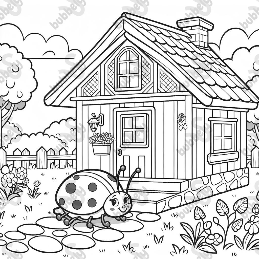 Ladybug going into a house