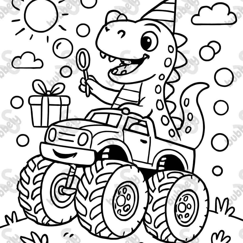 monstre camion dinosaure bulles anniversaire