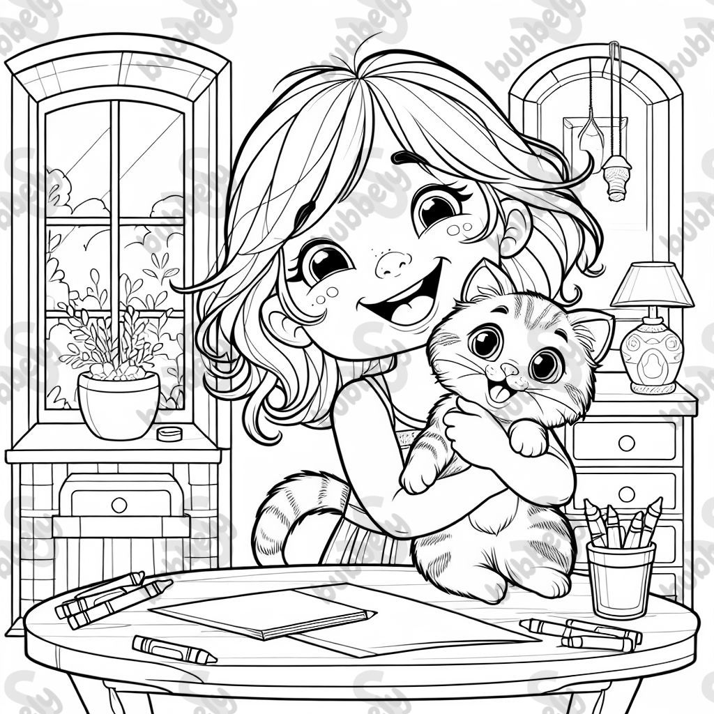 A girl holding a cat