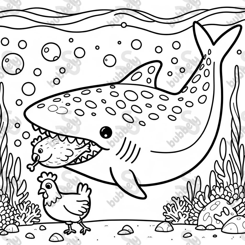 whale shark eating chicken