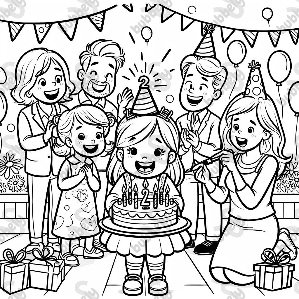 A girl celebrating her second birthday with friends and family A girl celebrating her second birthday with friends and family